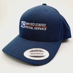 Post Office Mailman Person Trucker Snapback Cap Hat Navy Blue Embroidered